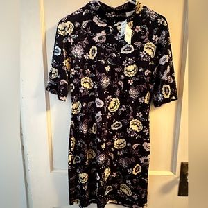 Current Project black floral velvet bodycon dress, cut out back NWT Size Medium